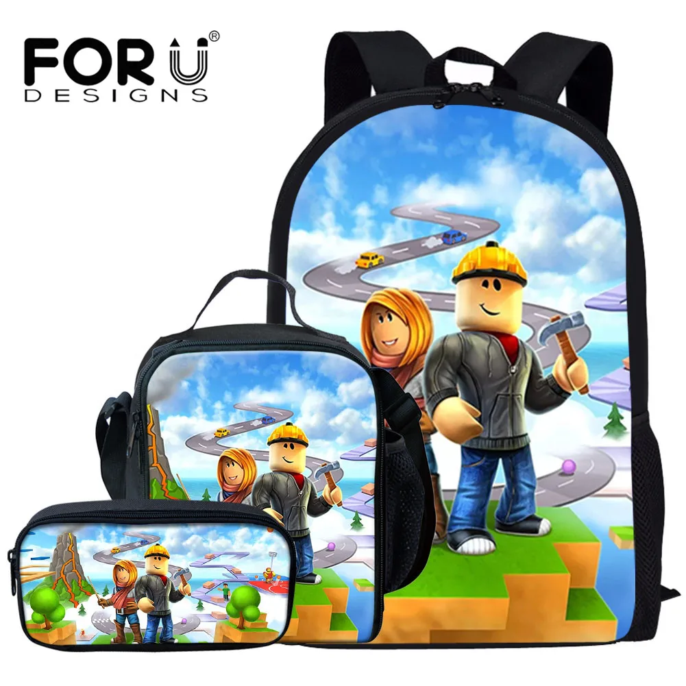 Комплект школьных сумок FORUDESIGNS из 3 предметов, рюкзак с мультипликационным рисунком робота, новый модный студенческий рюкзак и сумки для обе...