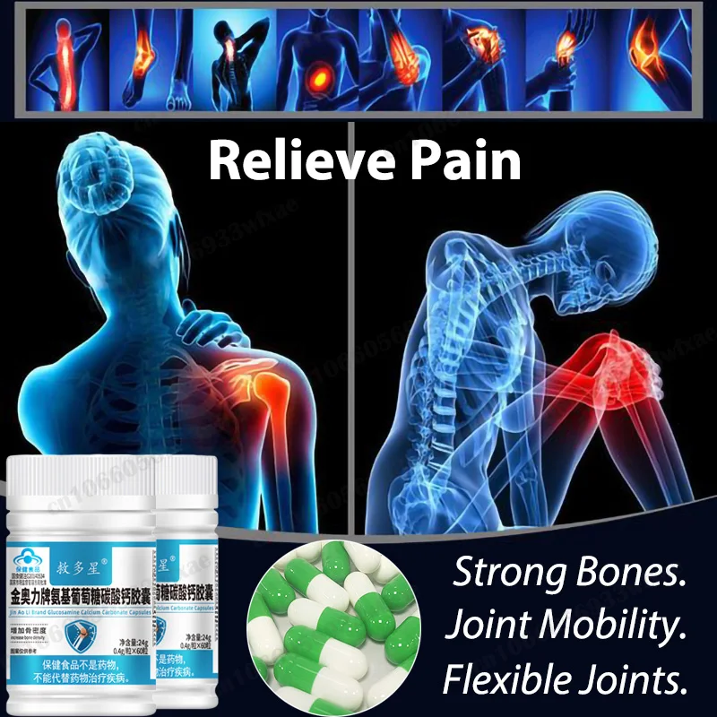 

60 Fast Acting Joint Pain Relief Capsules Anti-Inflammatory Glucosamine Chondroitin MSM Support Healthy Bone Density