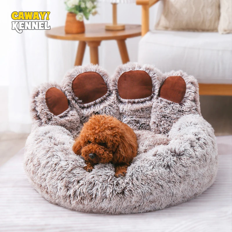 

CAWAYI KENNEL Long Plush Deep Sleep Cat Bed Comfortable House Warm Winter Mat Soft Cushion Cozy Beds for Cats Dogs Pet Supplies
