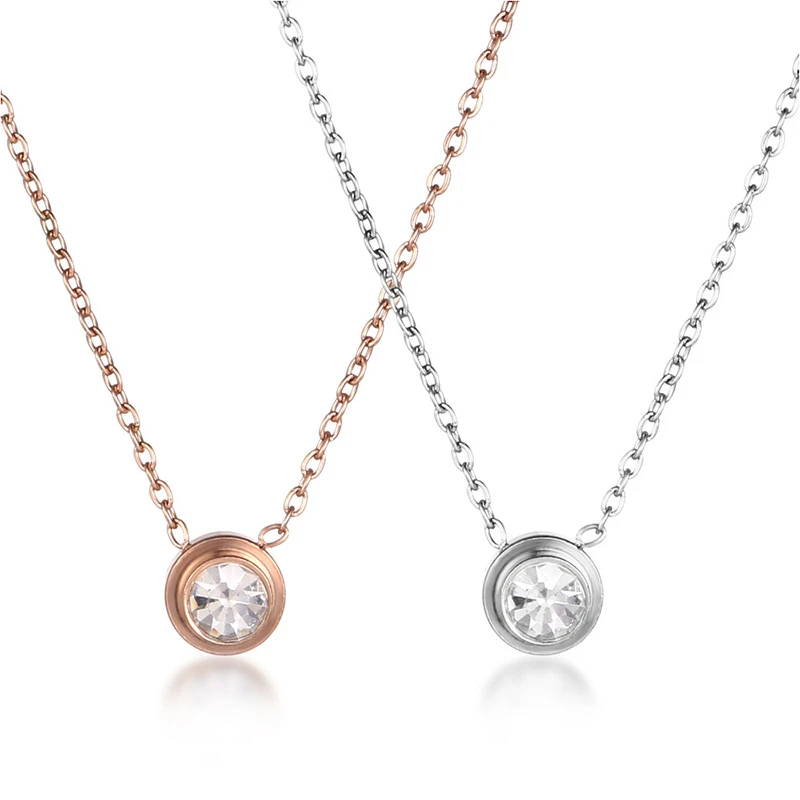 

Simple Single Diamond Plated Gold Necklace Titanium Steel Clavicle Chain Tassel Pendant Exquisite Party Gift Valentine's Day