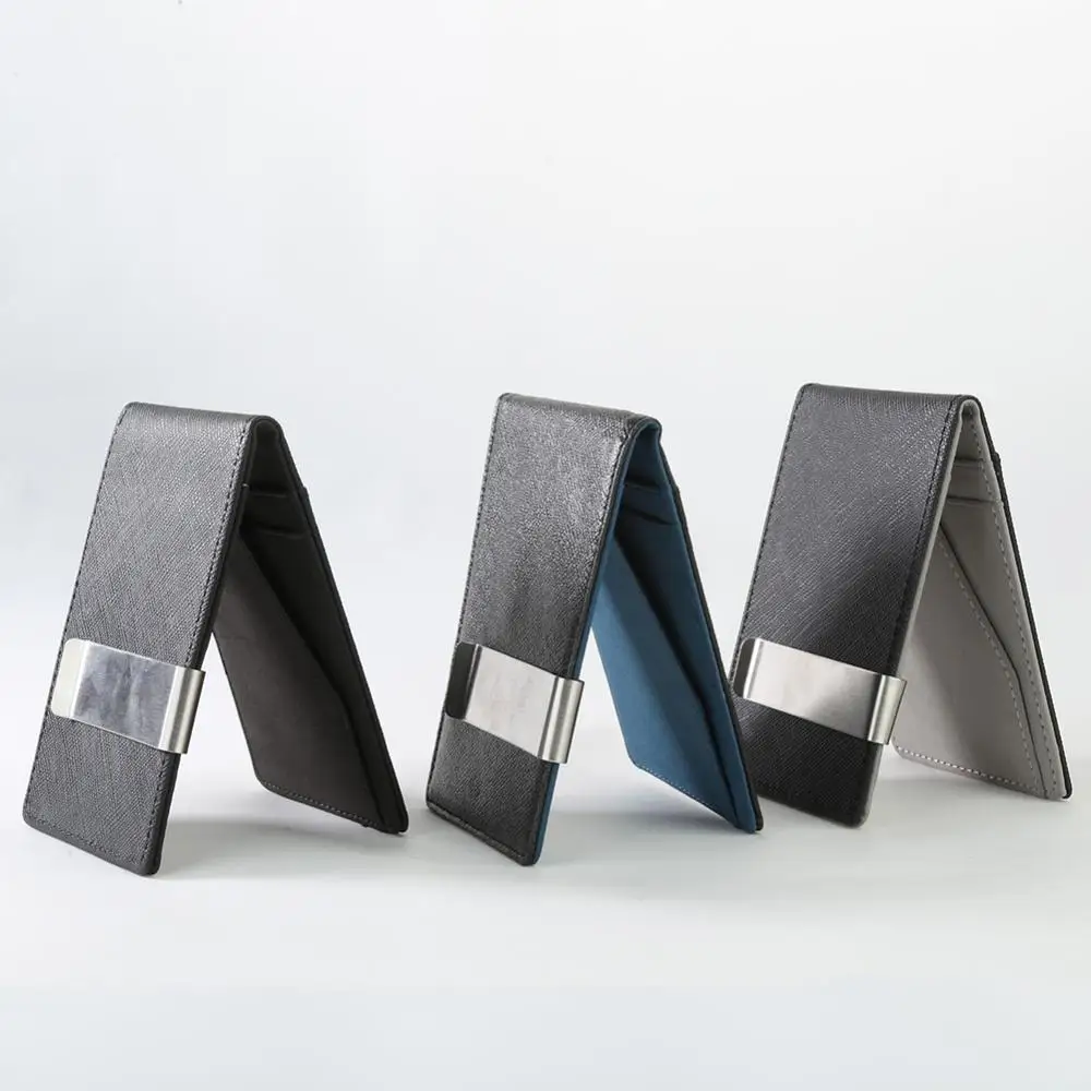 

New Arrivel Men Fashion Faux Leather Money Clip Slim Wallet ID Credit Card Holder Small Purses Luxury Billfold Hipster Cowhide