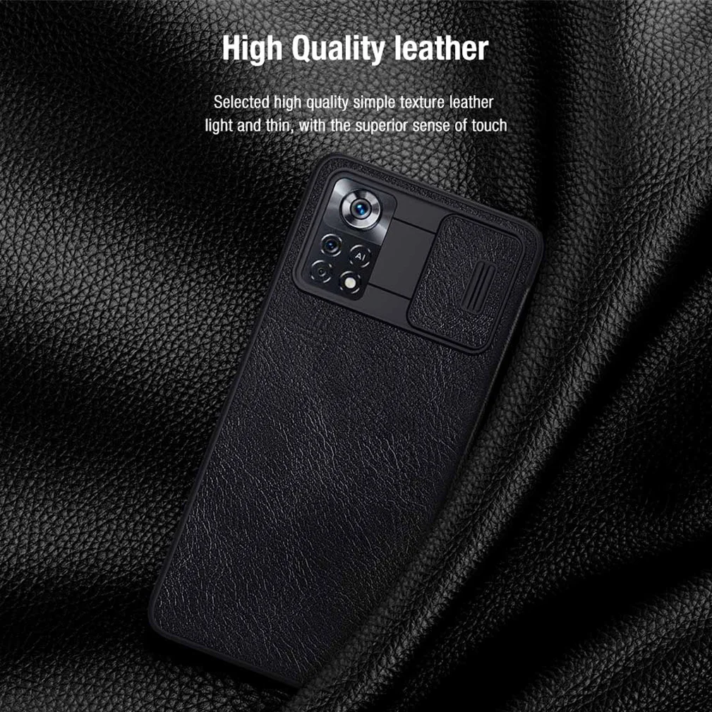 For Xiaomi Poco X4 Pro 5G Case NILLKIN Qin Pro Leather Flip Book Case Slide Lens PC+TPU Shell For Xiaomi Poco X4 Pro 5G Cover