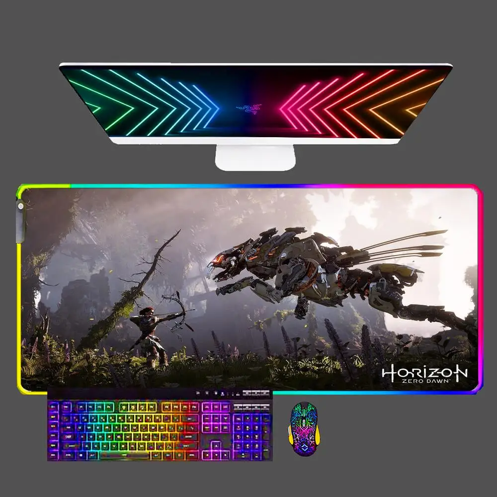 

Horizon zero dawn Mouse Pad RGB Rubber PC Computer Gaming Accessories Mousepad Desk Mat LED Locking Edge Gamer mousepad Carpet