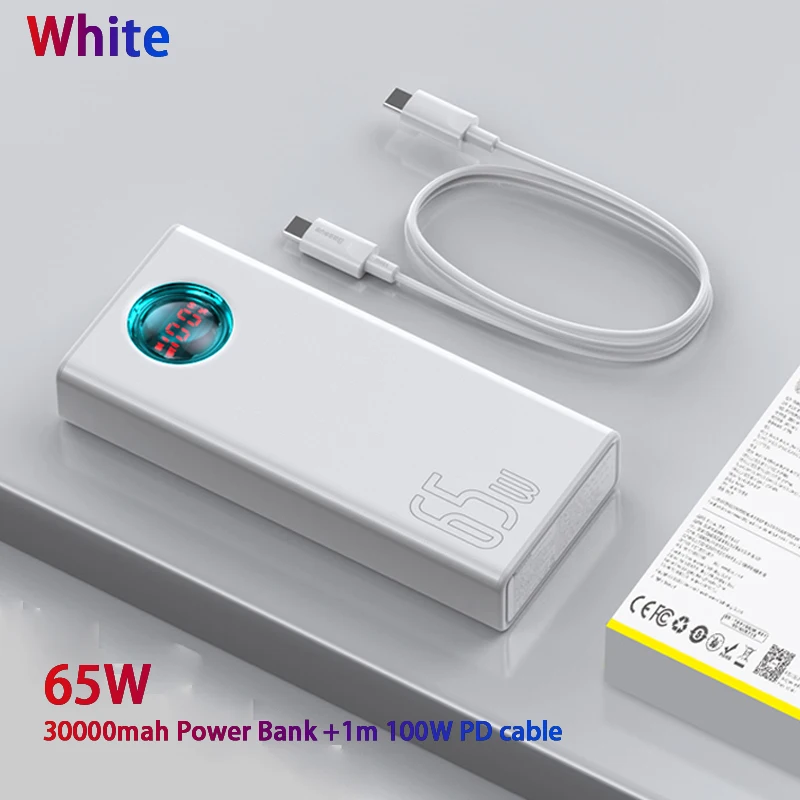 

Power Bank 30000mAh 65W PD3.0 Quick Charging 3.0 FCP SCP Portable External For iPhone 12 13 Laptop Tablet Power bank