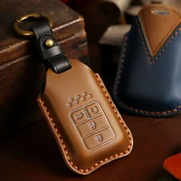 handmade genuine leather car key fob case cover bag protector suit for honda accord civic fit jazz crv hrv vezel city odyssey