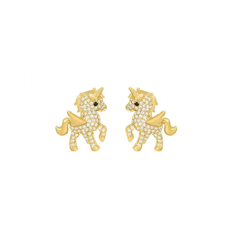 Cute Pony Earrings for Women Fairy Animal Zircon Pearl Sweet Earrings for Girl Birthday Party Gift Jewelry Pendent images - 6