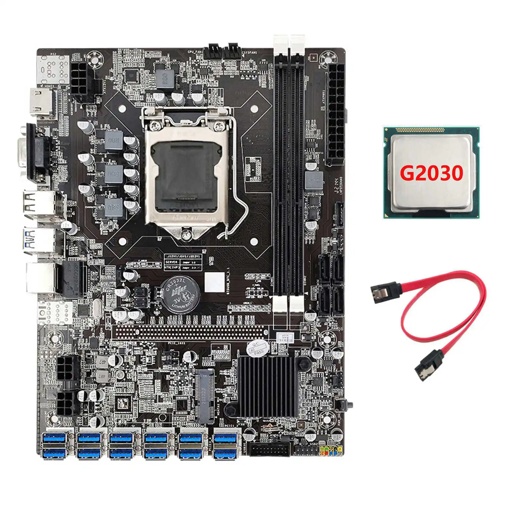 

Материнская плата B75 USB ETH для майнинга + ЦП G2030 + кабель SATA 12xpcie к USB3.0 DDR3 MSATA LGA1155 B75 материнская плата для майнинга BTC