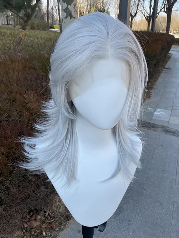 Artjosy Серебристо-серый синтетический парик 13x4 для косплея