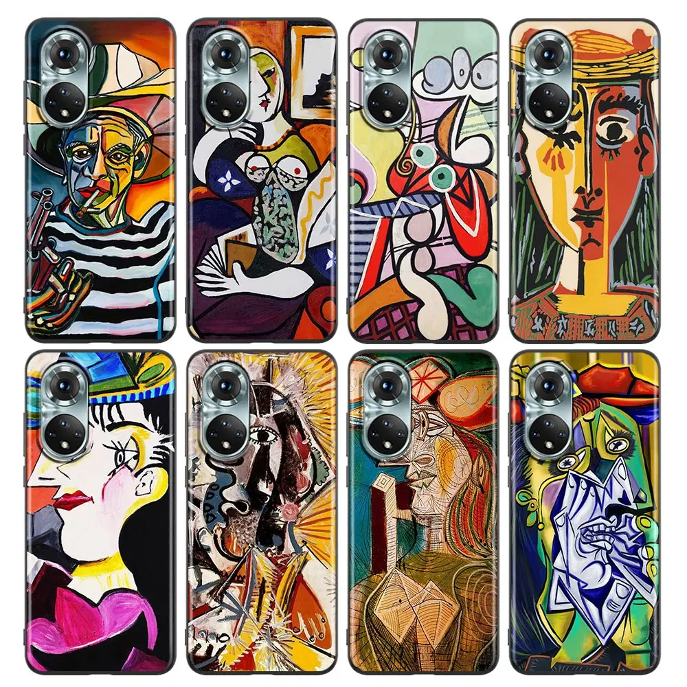 

Phone Case for Honor 8X 9S 9A 9C 9X Case Lite 9A 50 10 20 30 Pro 30i 20S(6.15) Silicone Cover Picasso Abstract Art Painting