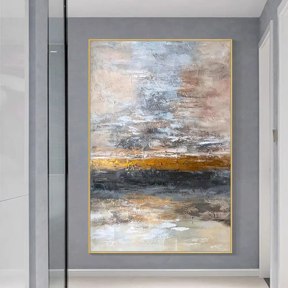 Larege ручная работа золотая абстрактная картина маслом на холсте настенное