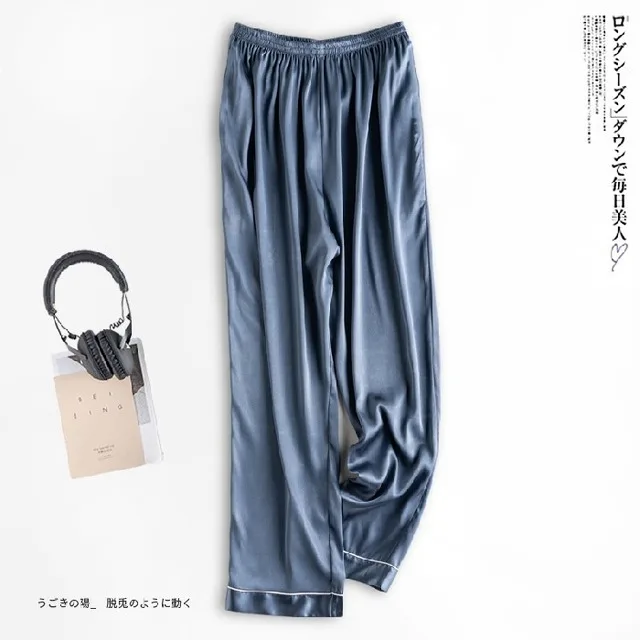 Spring Summer Satin Sleep Wear Women Pajama Solid Loose Sleeping Bottoms Ice Silk Pant Female Calf-Length Pants Lounge Home Wear