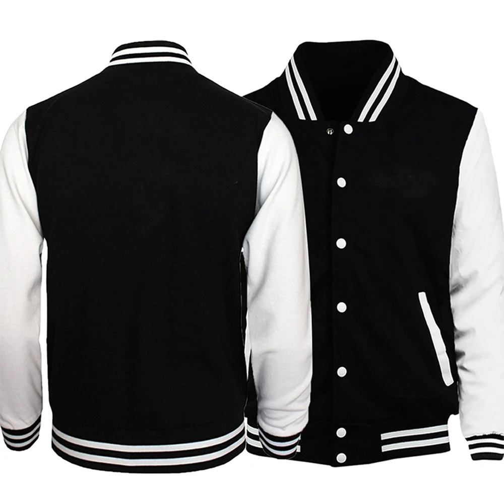 

Autumn Hot Soild Color Graphic Printing Men Baseball Jacket Round Neck Fashion Tops Fleece Sposize Raglan Sweatshirt Men Jacket