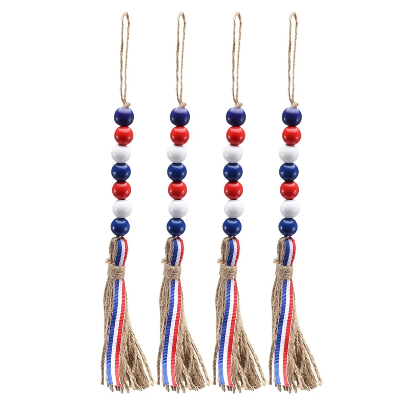

Деревянные бусины с кисточками на День Независимости, гирлянды, деревенские бусины, подвесные украшения для домашнего декора 4 июля