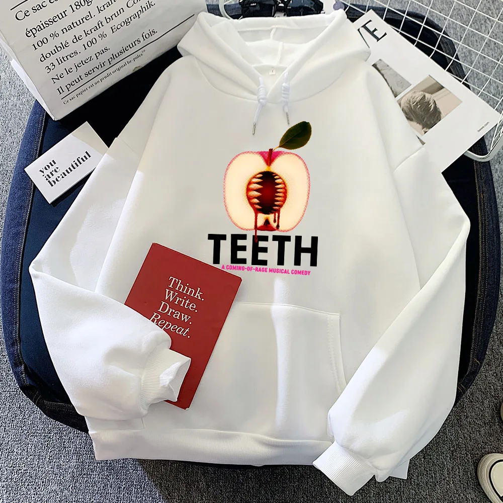 Толстовки с музыкальной комедийной зубами толстовки графическим принтом Apple Moletom