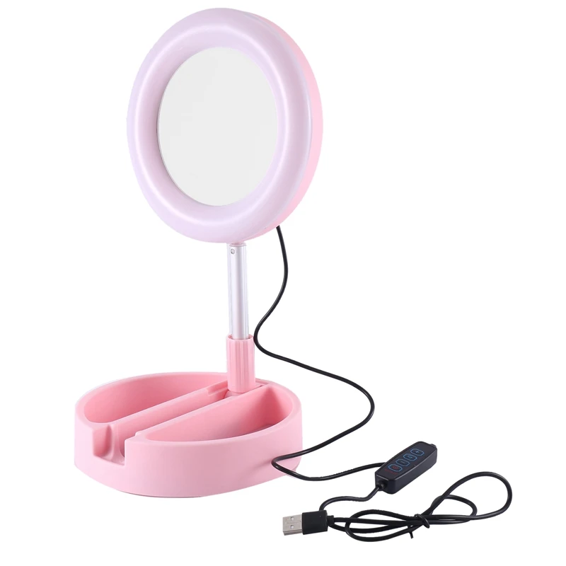 

HOT-Fill Light For Mobile Professional Ring Lamp Ring For Phone Webcast Bracket With Vanity Mirror Phone Holder