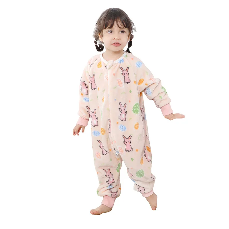Kid Cute Cartoon Flannel Baby Rompers Stitch Pajamas Comfortable Newborn Boy Girls Animal Costumes Jumpsuit Outfits