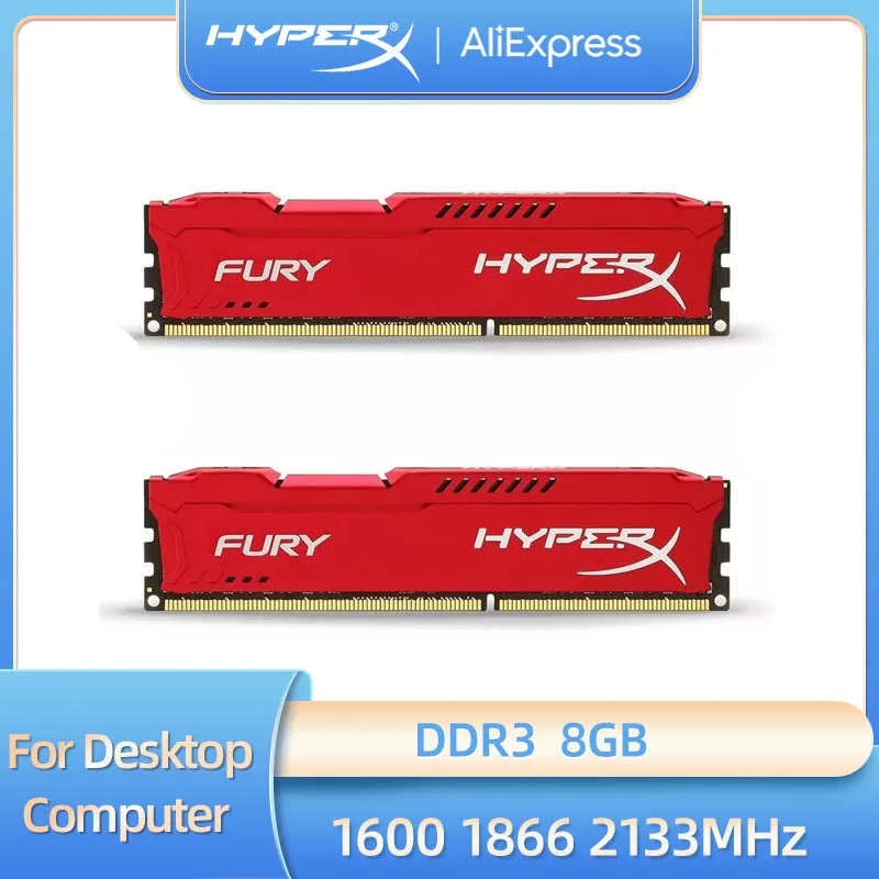 Dual Channel Hyperx Fury DDR3L DDR3 16GB 2X8GB 1866MHz 1600MHz 2133MHz Desktop Memory 240 Pins DIMM 1.5V  RAM Memory Module Pari