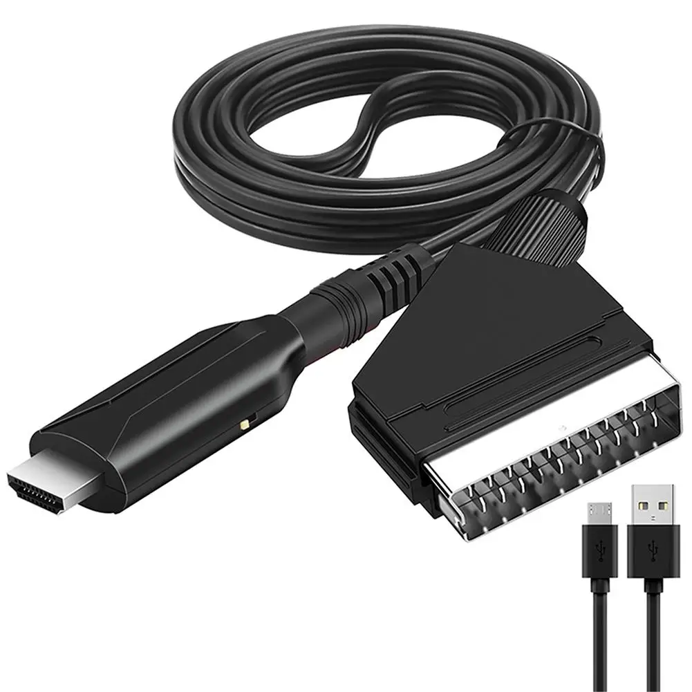 Convertidor D771 Scart a HDMI, adaptador de Audio y vídeo compatible con HDTV STB VHS DVD, Cable de conversión de 1 metro