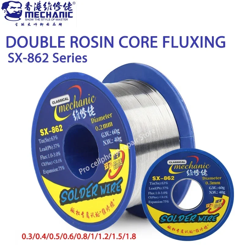 Механик 60 г паяльная проволока с двойным канифольным сердечником флюс SX-862 183 ℃