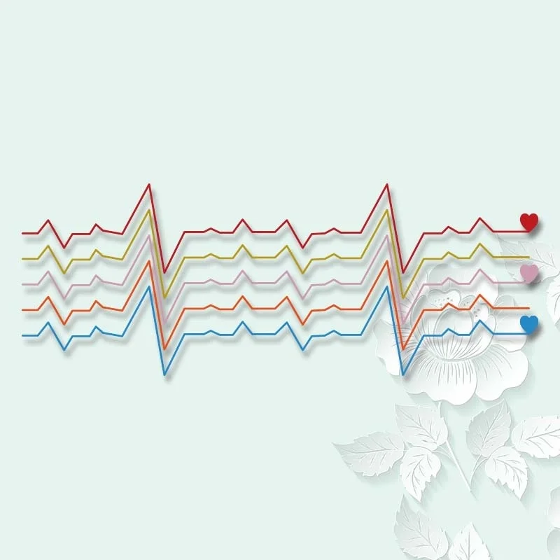 

Fashion Heart Beat Ripple Color Line Printing Sticker Iron Heat Transfer Vinyl Badge Patch On T-shirt For Couple Clothes