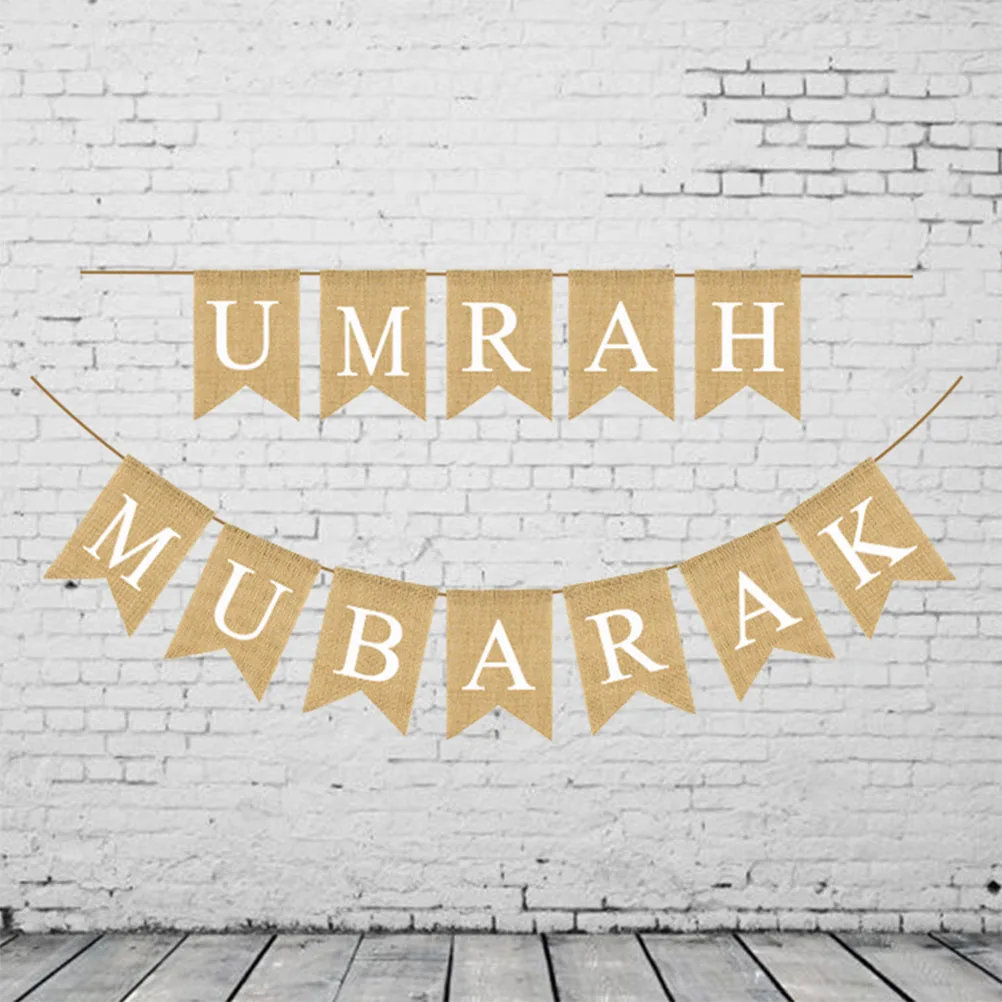 Фестиваль Рамадана флаг Омра Мубарак баннер с принтом из мешковины овсянка