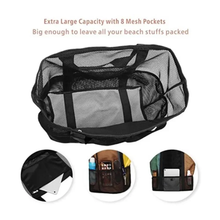 Вместительная ручная пляжная сумка на плечо быстросохнущая сетчатая сумочка для