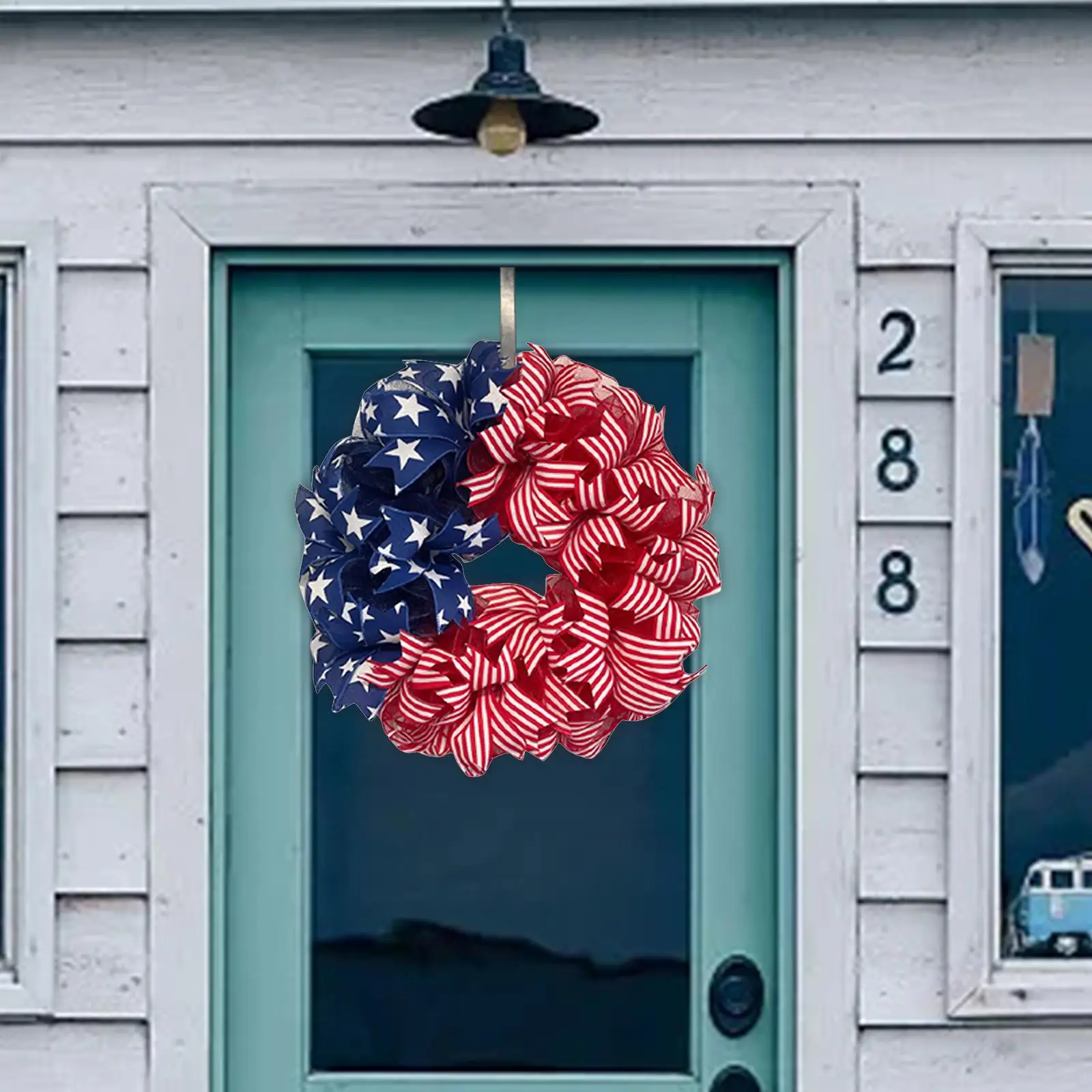 

Патриотический венок на входную дверь, 12 дюймов, День Независимости, 4 июля, американский флаг, гирлянда для домашнего праздника, летний улич...