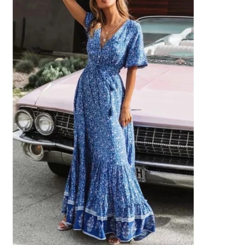 

2022 Women's High Waist Loose Large Swing Dress Korean Style Prom Evening Vintage Dress Korean Style Prom Evening Vintage Dress