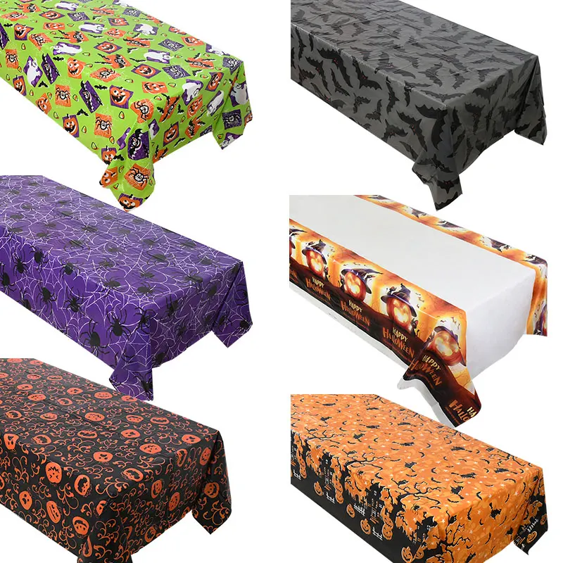 

Halloween Party Rectangular Tablecloth Pumpkin Spider Ghost Printing Cover Waterproof Table Cloth Party Home Dining Decoration