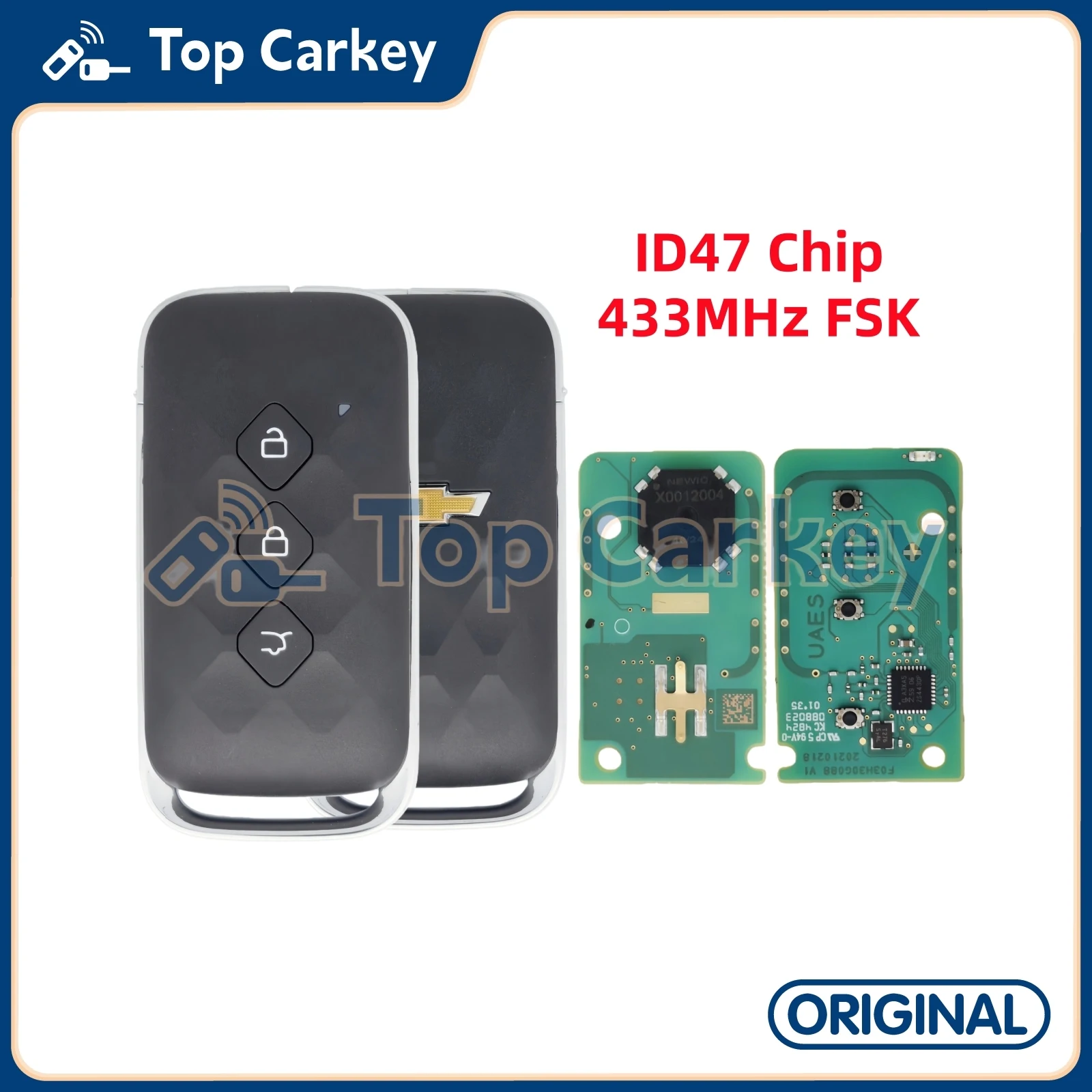 

Оригинальный OEM дистанционный брелок TopCarkey ID47 чип 433 МГц для Chevrolet Captiva Chevrolet Aveo с пустым лезвием, необрезанный
