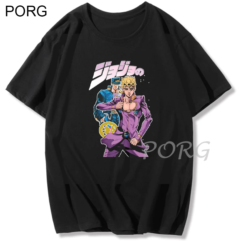 Черная футболка с принтом Vinegar Doppio JoJo's Bizarre Adventure Золотой ветер в стиле аниме