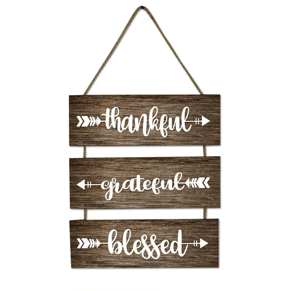 

Hanging Wall Decor Wooden Sign Thankful Grateful Blessed Rustic Wooden Sign For Kitchen Outdoor Bedroom Home Decoration