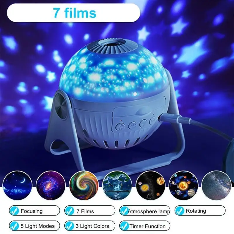 NEW Galaxy Projector 7 in 1 Planetarium Projector Night Light Star Projector LED Lamp for Kids Room Decor Ceiling Nightlights