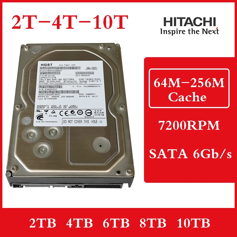 HITACHI NAS 2 ТБ 3 4 6 8 10 1 5 дюйма SATA3.0 7200 об/мин CCTV DVR Внутренний жесткий диск HDD |