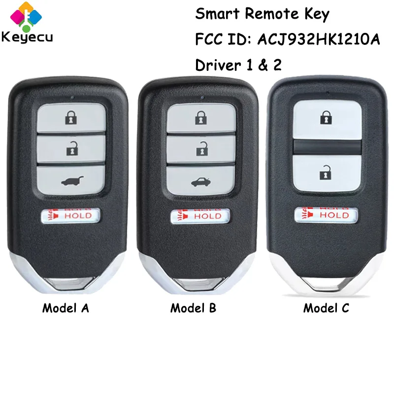 

KEYECU Smart Remote Control Car Key With 3 4 Buttons 313.8MHz for Honda Accord Civic Crosstour CR-V Fob FCC ID: ACJ932HK1210A