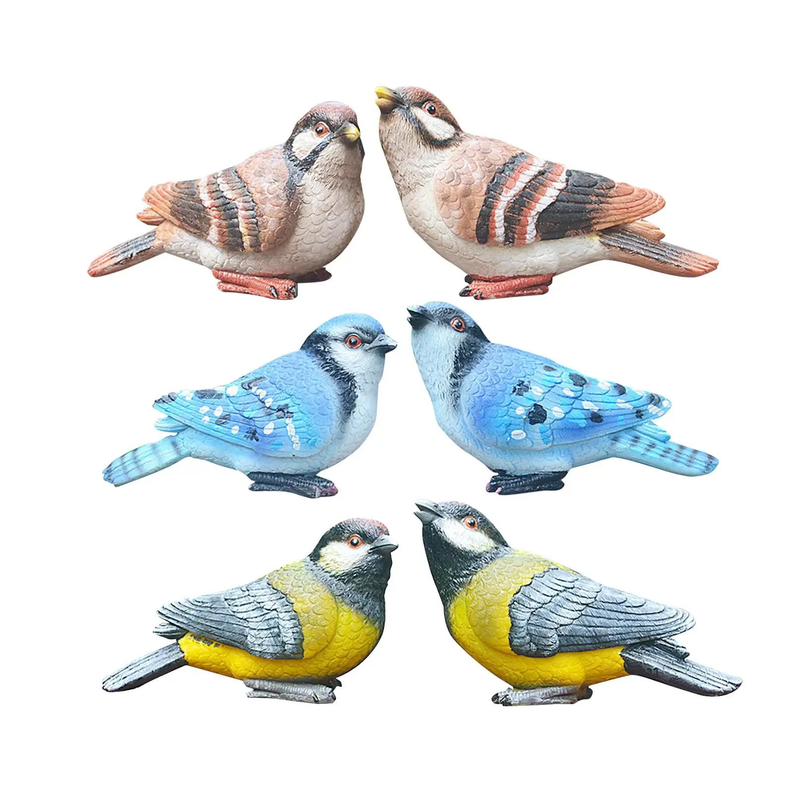 

2 Pieces Bird Statues Decor Simulation Animal Crafts Resin Ornament Sculpture for Lawn Shelf Outdoor Indoor