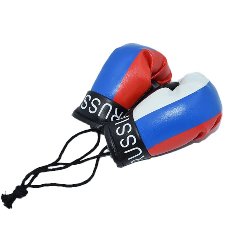 Russia National Flag Car Boxing Gloves Keychain Mini Hanging Mirror PVC Pendant in Car Accessories Interior Car Decoration Gifts