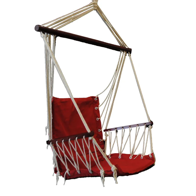 

OMNI Patio Swing Seat Hanging Hammock Cotton Rope Chair with Cushion Seat （Red/Green/Blue/Black）Optional