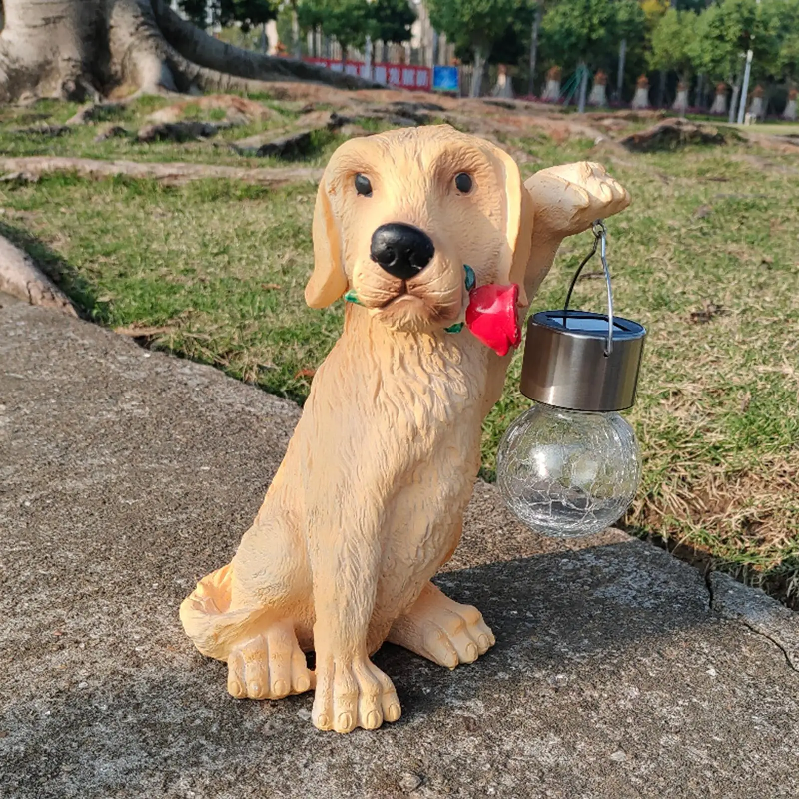 

Creative Solar Light Dog Figurine Gift Decor Durable Waterptoof LED Resin Pathway Lamp for Indoor Patio Easter Yard Housewarming