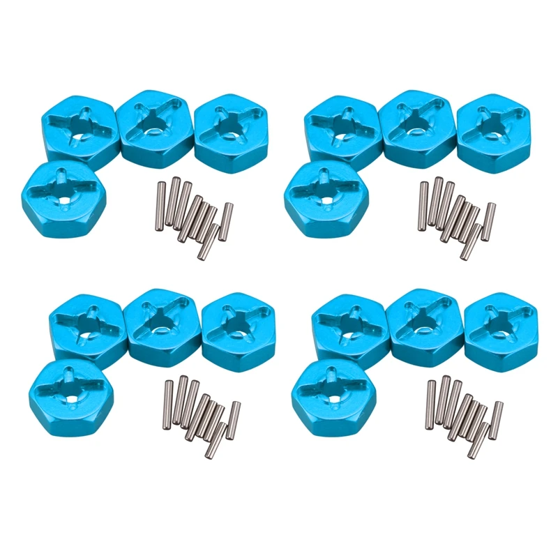 2023 Hot-16X Aluminum Alloy 12Mm Combiner Wheel Hub Hex Adapter Upgrades For Wltoys 144001 1/14 RC Car Spare Parts,Blue