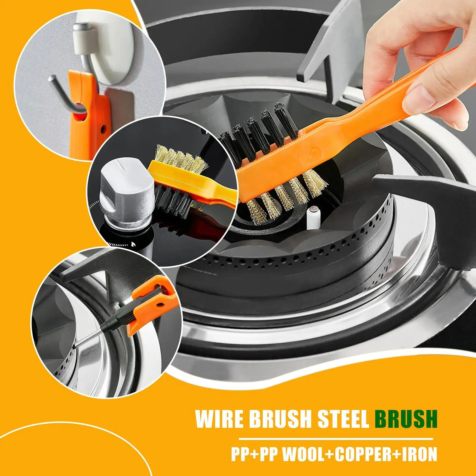 

7 Inch Steel Brass Cleaning Brush Polishing Brush Rust Remover Metal Wire Deburring Cleaning Tool Family 3-piece Set