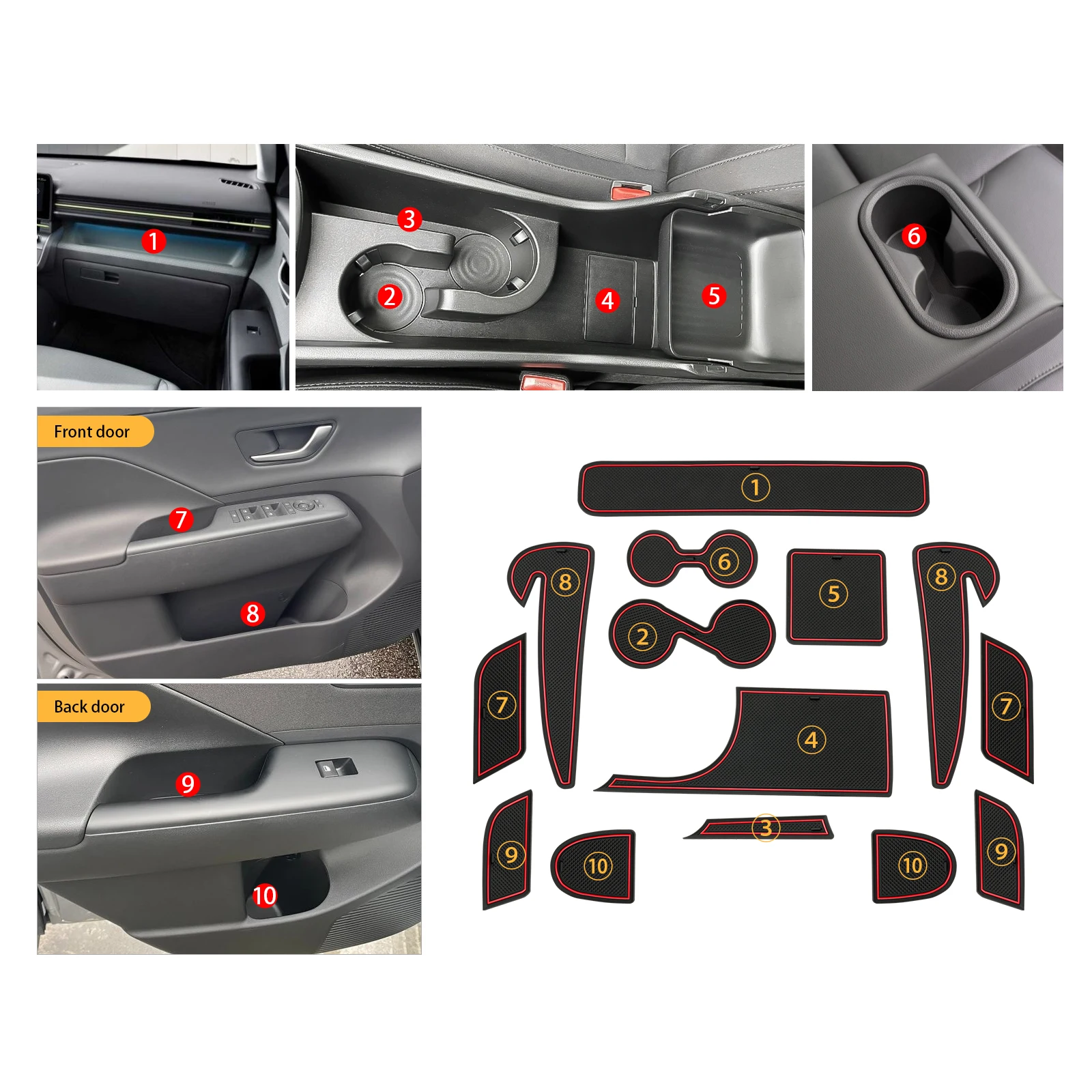 Фото LFOTPP Автомобильный коврик для дверных желобков для Hyundai Kona SX2 Hybird PHEV 2024 2025 Аксессуары для салона Hyundai Kona 2025 №3