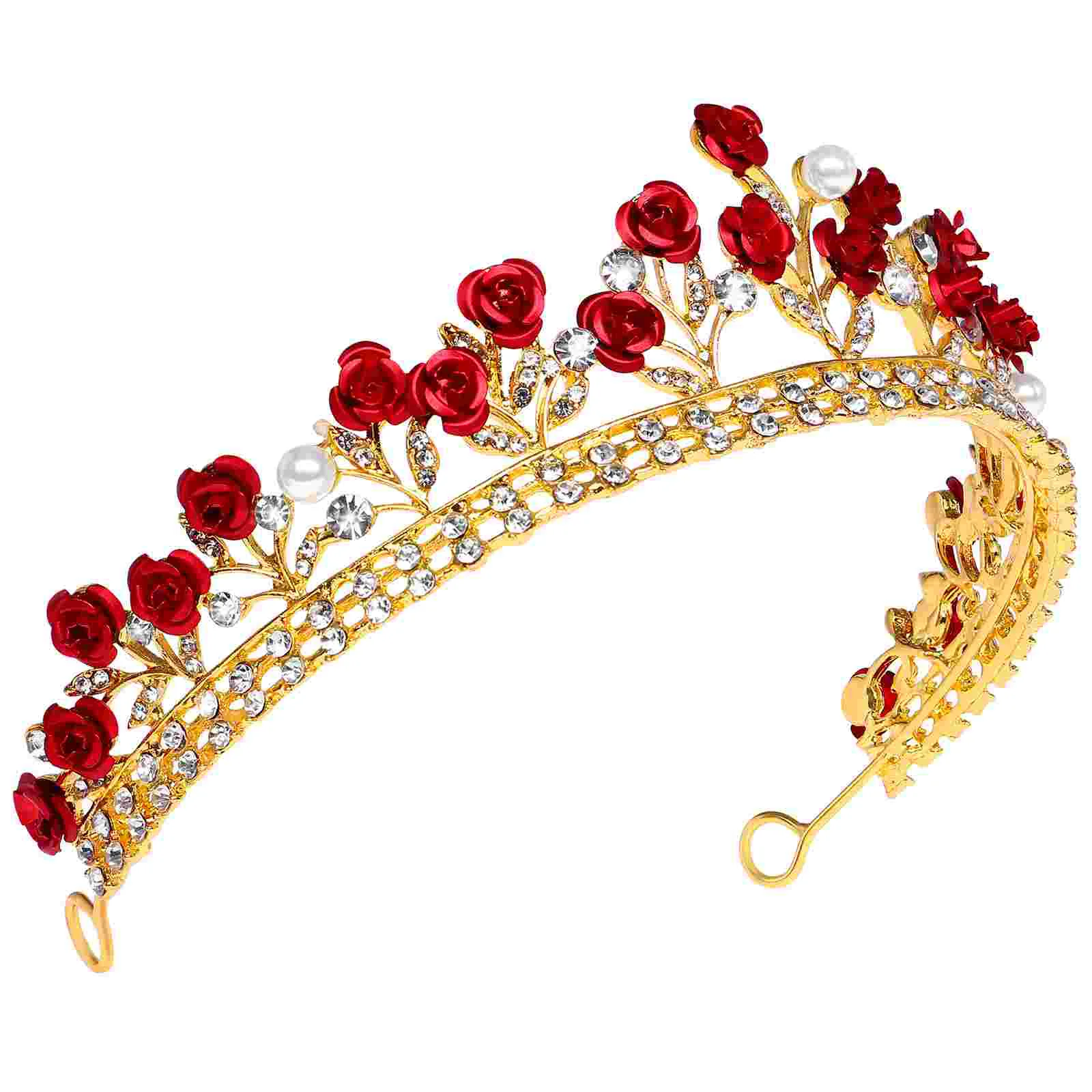 

Heart-shaped Bride Hair Accessory Girls Red Headband Women Rhinestones Headwear Crown