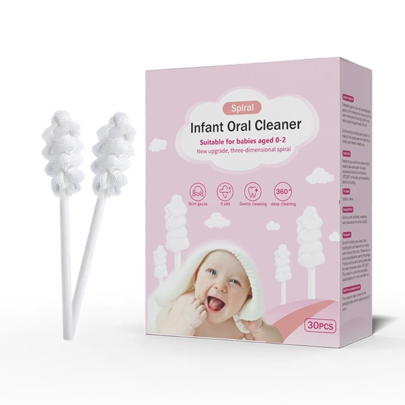 

30Pcs Baby Tongue Cleaner Newborn Toothbrush Paper Handle Soft Gauze Toohthbrush