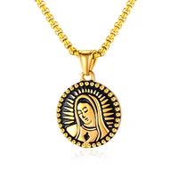 hiphop pendant virgin mary head necklace stainless steel man