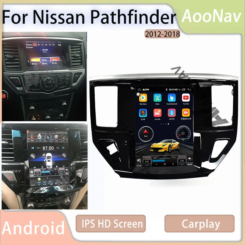 

Автомобильный радиоприемник 2Din Android для Nissan Pathfinder 2012-2018 Tesla Style, автомобильный беспроводной Carplay, стерео, мультимедийный плеер, GPS-навигатор