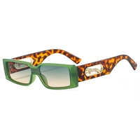 small rectangle sunglasses men women leopard decoration square sun glasses travel shades retro oculus uv400 femme gafas de sol
