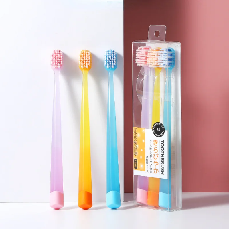

Crystal Toothbrush Handle Spiral Hair Wide Head Toothbrush 3 Pcs Household Soft Hair Toothbrush for Adult Lovers Brosse A Dent