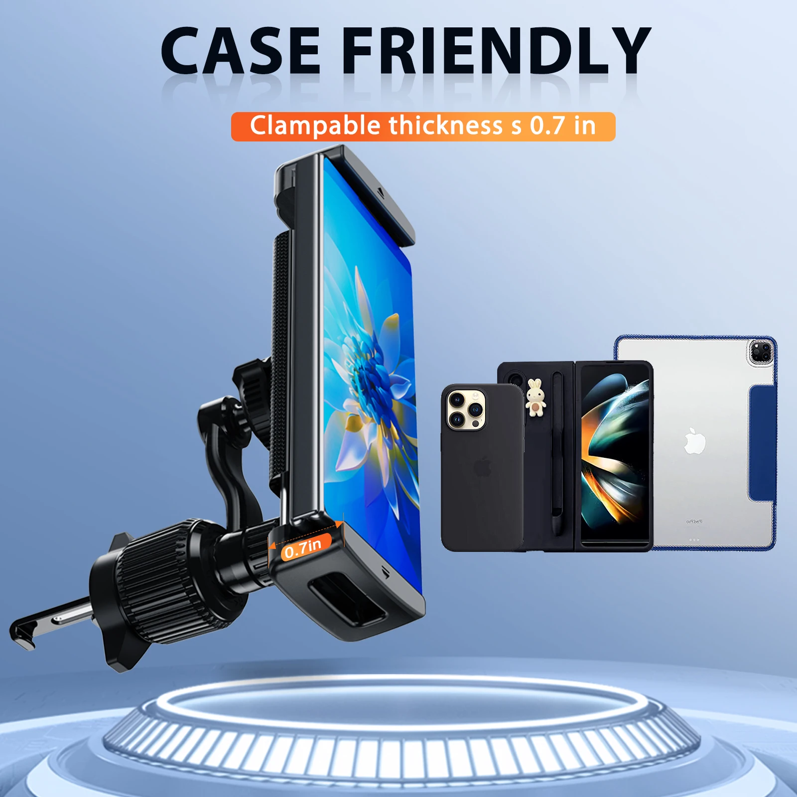 

Eary для Z fold 7, 6, 5, автомобильный держатель для телефона, крепление для вентиляционного отверстия, автомобильный кронштейн, подставка с 360 ° Поворот для автомобильных аксессуаров для устройств 4,7–12,9 дюйма.