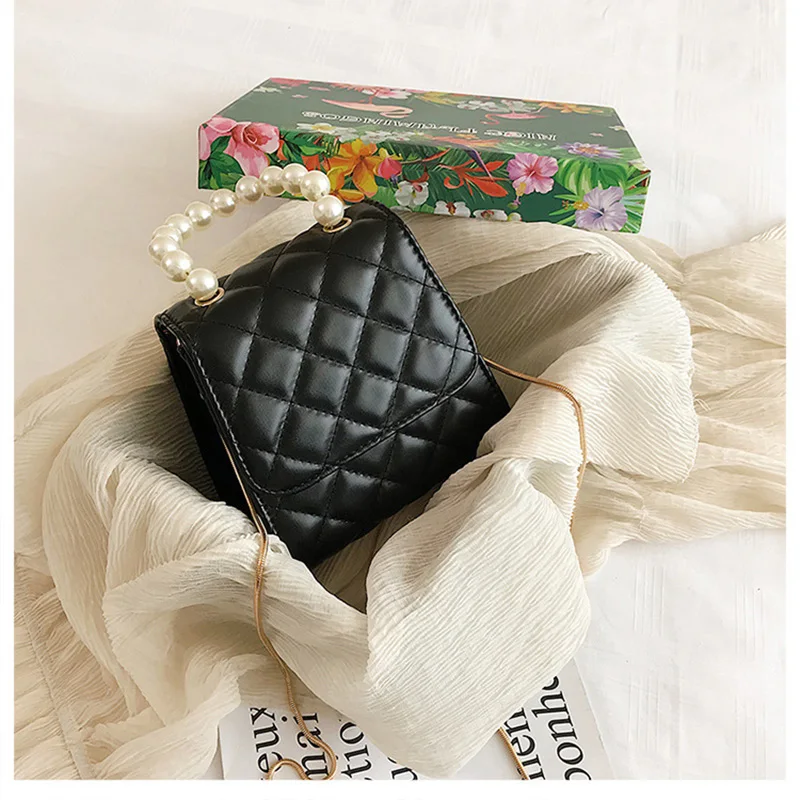 

Summer 2022 Fashion Pearl Mini Women Handbags Purses Diamond Quilted Chain Shoulder Crossbody Bags Flap Messenger Bag For Girl